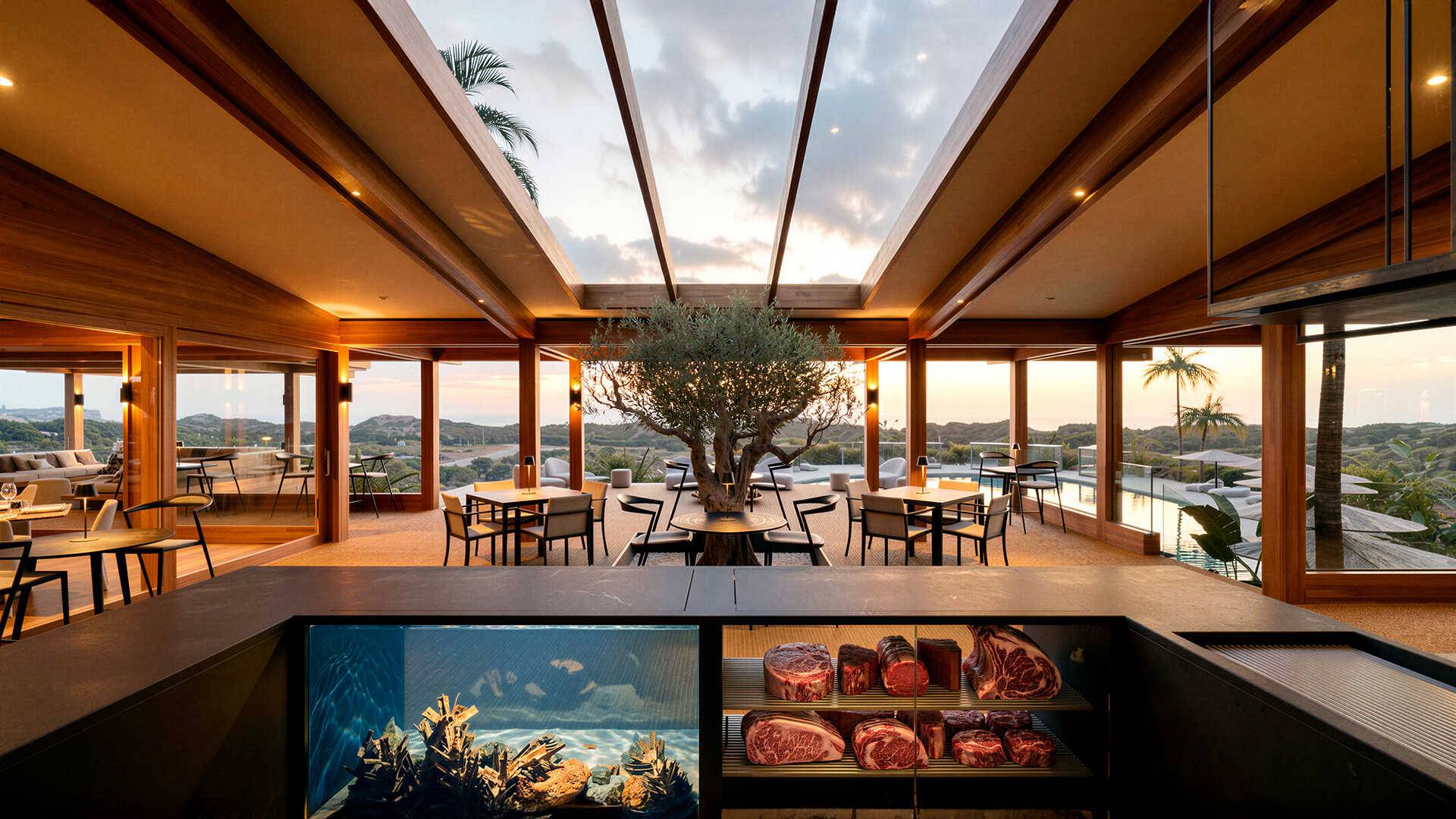 Pagano-home-wood-luxury-OCEAN Pavilion Portogallo-open-kitchen-olive-tree-09